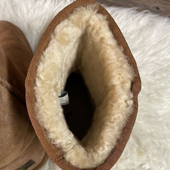 BEACH FEET Suede Sheepskin Wool Lined Classic Low Chestnut Women’s Boot Size 8 - Picture 6 of 16